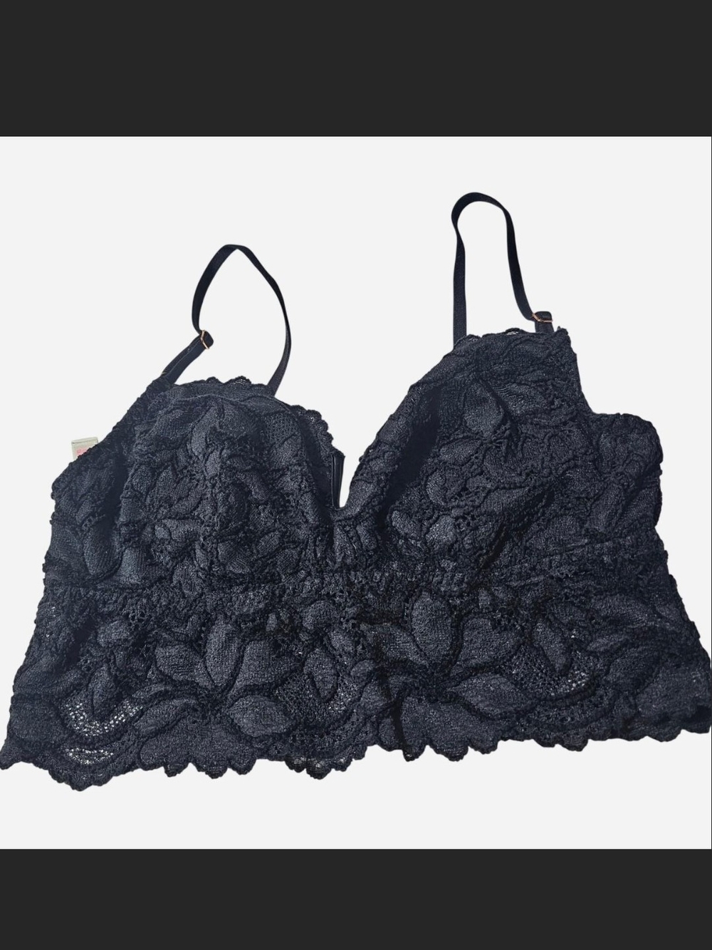 PINK Victoria's Secret Black Lace Longline Bralette